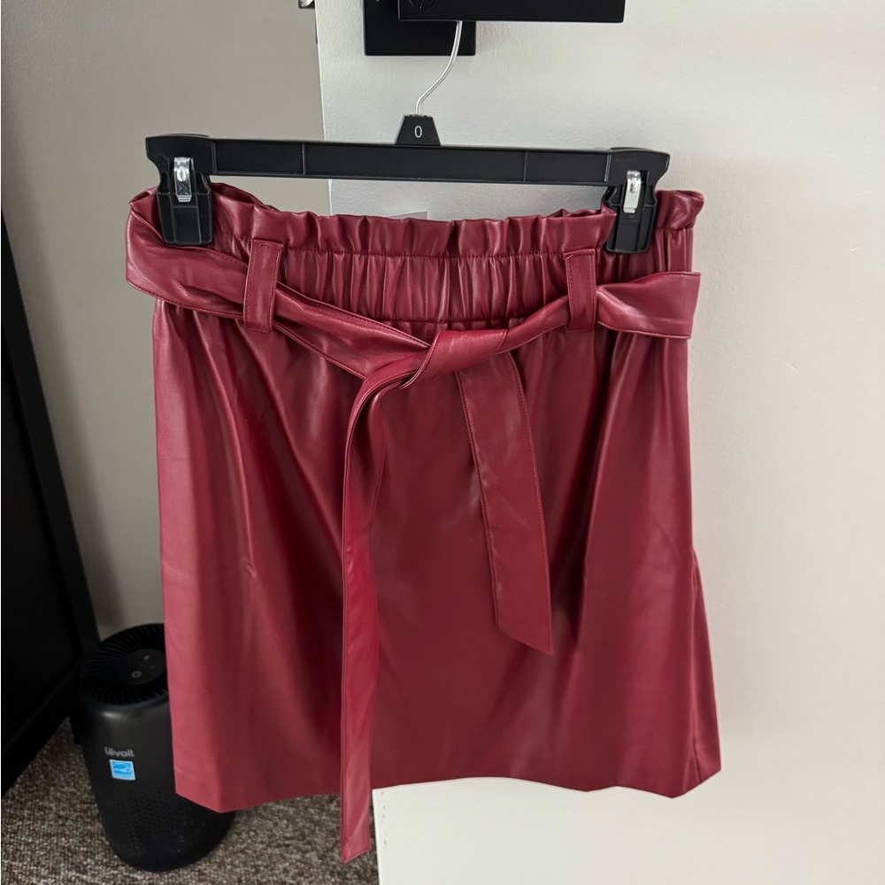 Loft Elegant Red Faux Leather Skirt